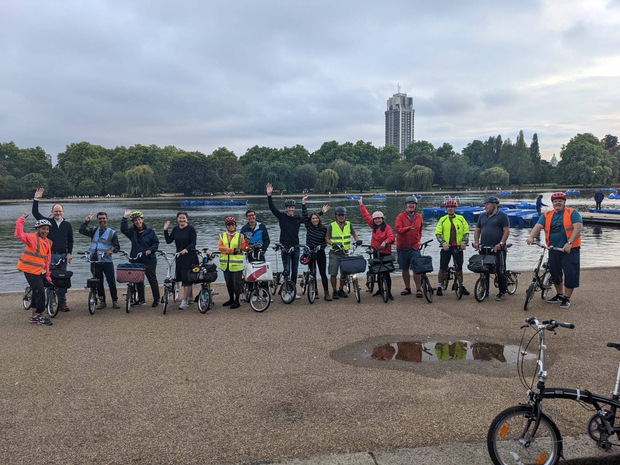 Brompton cyclists at an August social event supported by Bikeworks