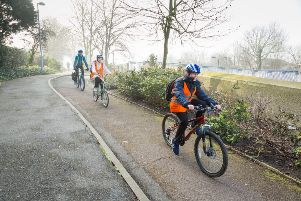 Students at Thomas Tallis school in Greenwich receieve Level 2 Bikeability cycle training